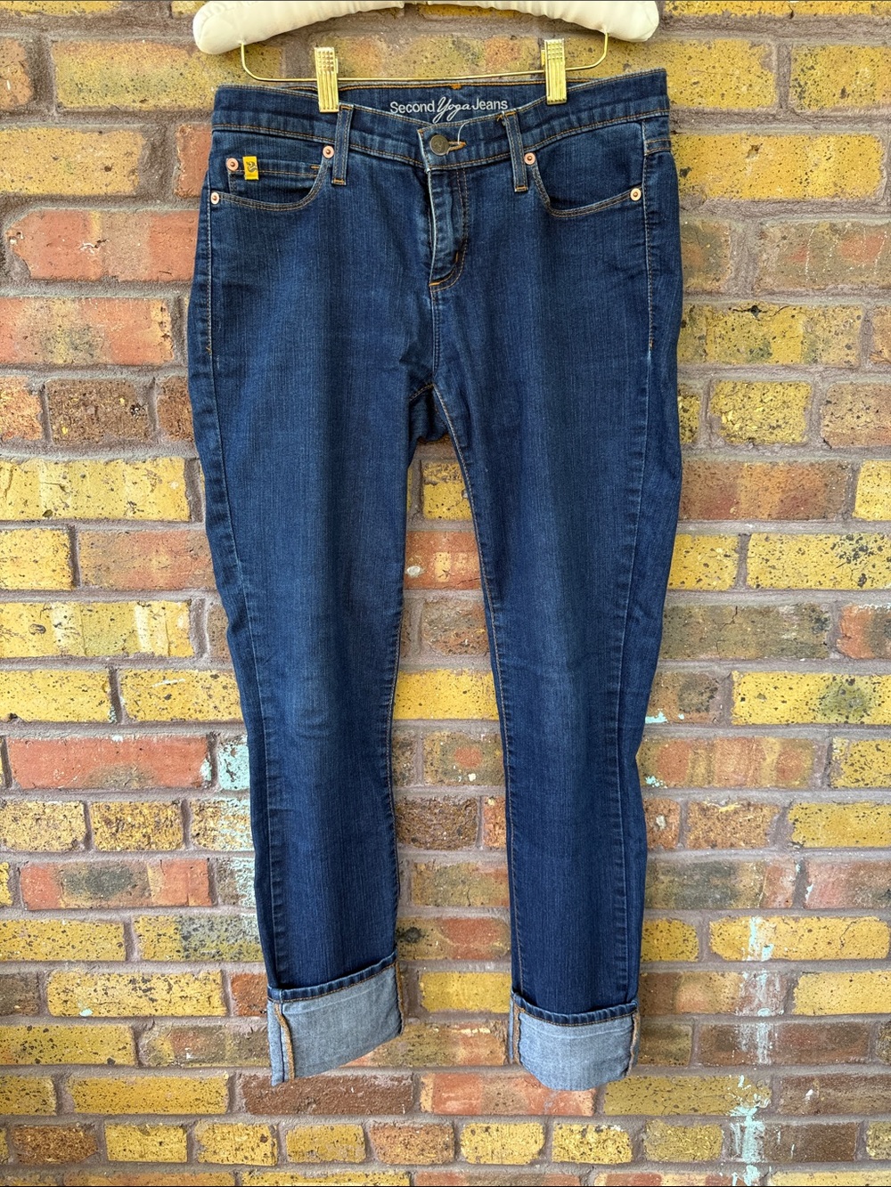 Second Yoga Jeans Dark Wash Slim Straight Cuffable Jeans - Size 29
